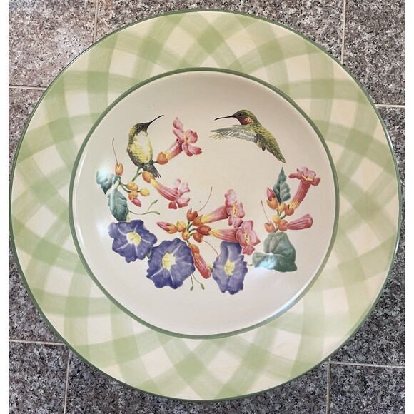 Lenox "SUMMER GREETING" Hummingbirds ~ Compote / Centerpiece Bowl ~ 12 5/8" x 6" - Picture 1 of 5
